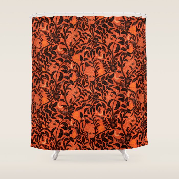 Mysterious Garden - black and orange Shower Curtain Gallery Image 1