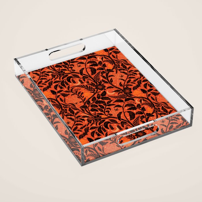 Mysterious Garden - black and orange Acrylic Tray Gallery Image 1