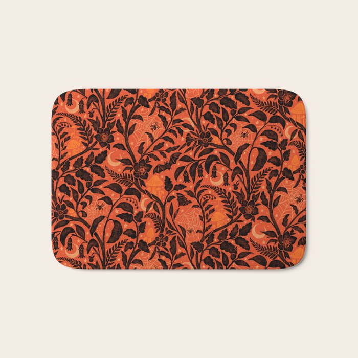 Mysterious Garden - black and orange Bath Mat Gallery Image 1