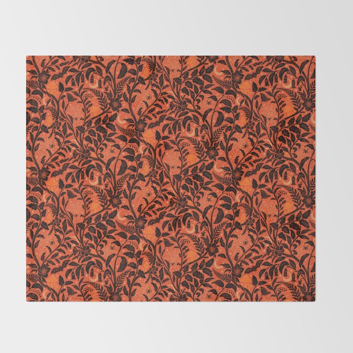 Mysterious Garden - black and orange Throw Blanket Gallery Image 2
