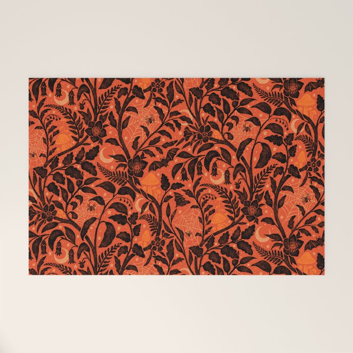 Mysterious Garden - black and orange Welcome Mat Gallery Image 1