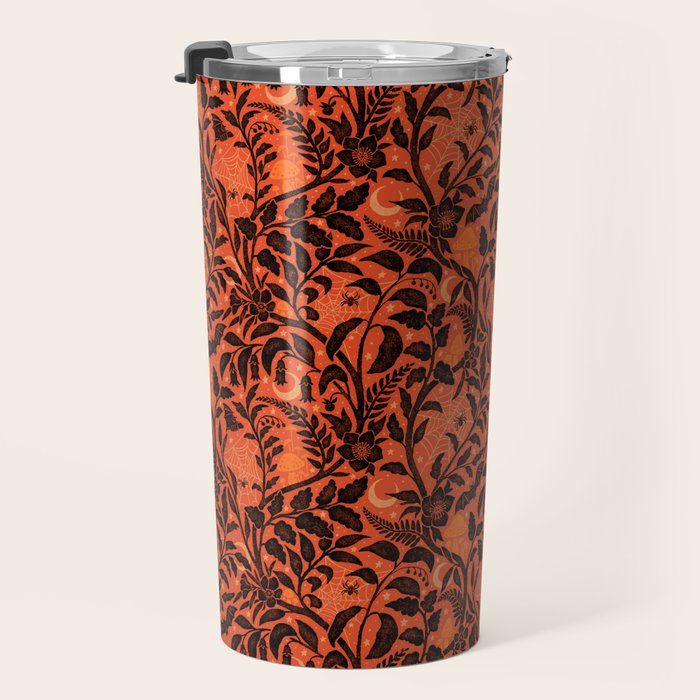 Mysterious Garden - black and orange Travel Mug Gallery Image 3