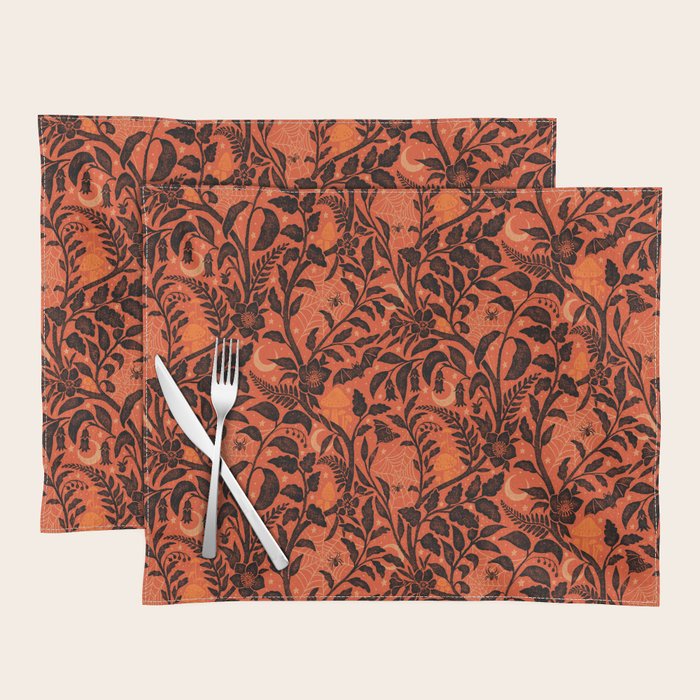 Mysterious Garden - black and orange Placemat Gallery Image 1