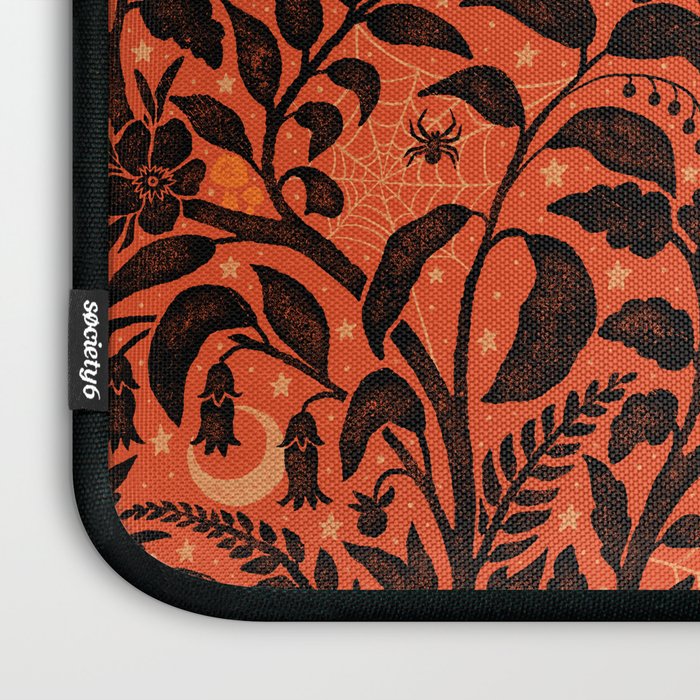 Mysterious Garden - black and orange Laptop Sleeve Gallery Image 3
