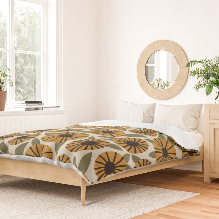 Floral Pattern / Turmeric Yellow & Green Duvet Cover Gallery Image 2