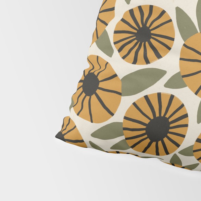 Floral Pattern / Turmeric Yellow & Green Pillow Sham Gallery Image 4