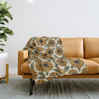 Floral Pattern / Turmeric Yellow & Green Throw Blanket Gallery Image 1