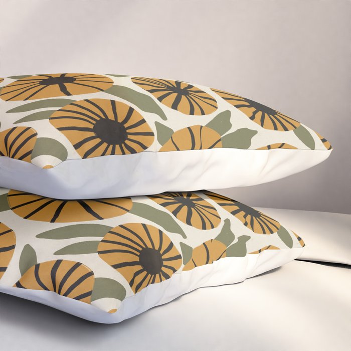 Floral Pattern / Turmeric Yellow & Green Pillow Sham Gallery Image 3