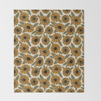Floral Pattern / Turmeric Yellow & Green Throw Blanket Gallery Image 2