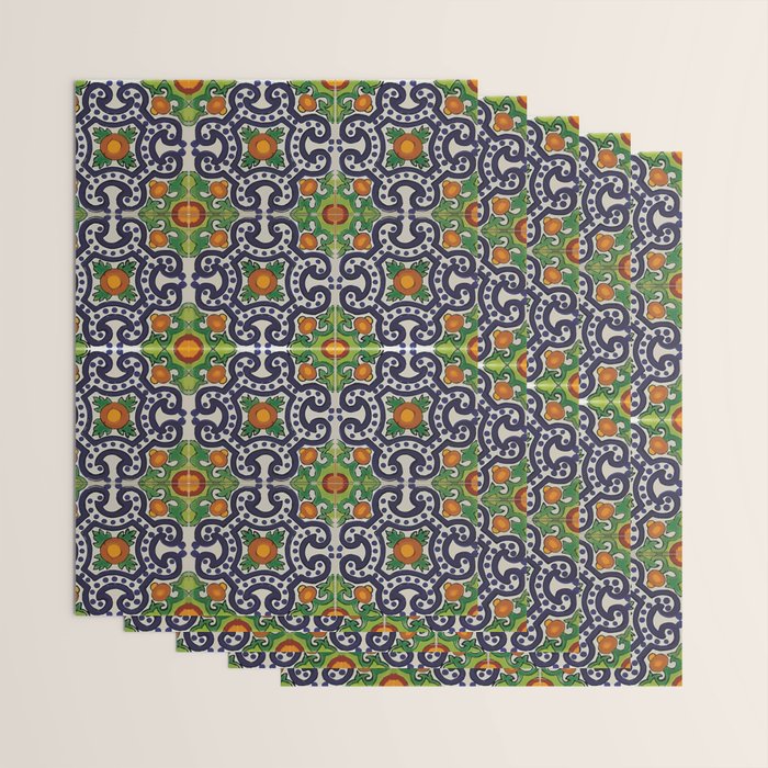 Oranges talavera tile abstract pattern modern decoration Wrapping Paper Gallery Image 3