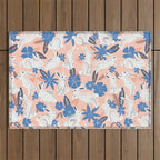 Bunnies & Blooms - Blue & Blush Palette Outdoor Rug Gallery Image 1