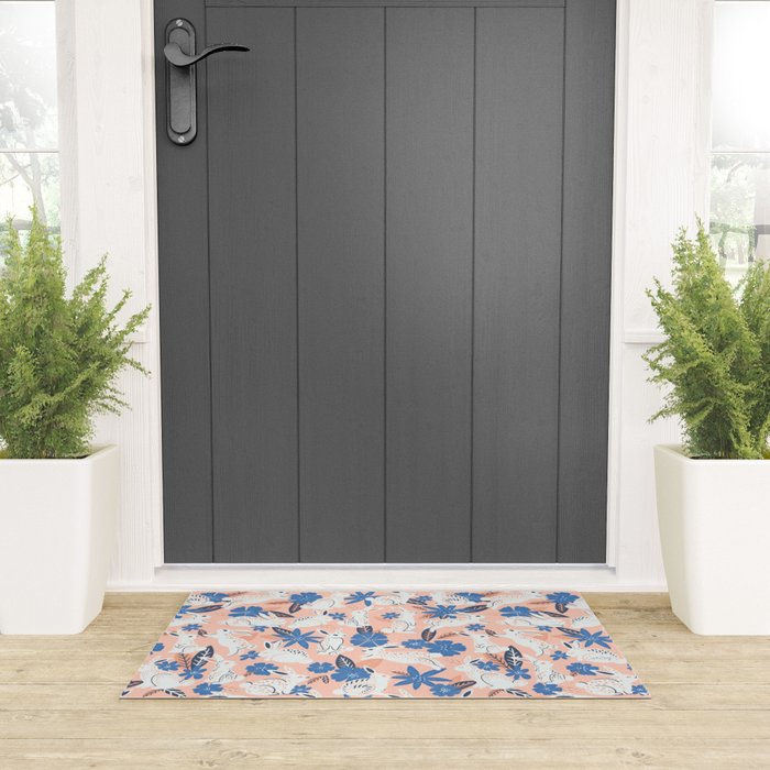 Bunnies & Blooms - Blue & Blush Palette Welcome Mat Gallery Image 3