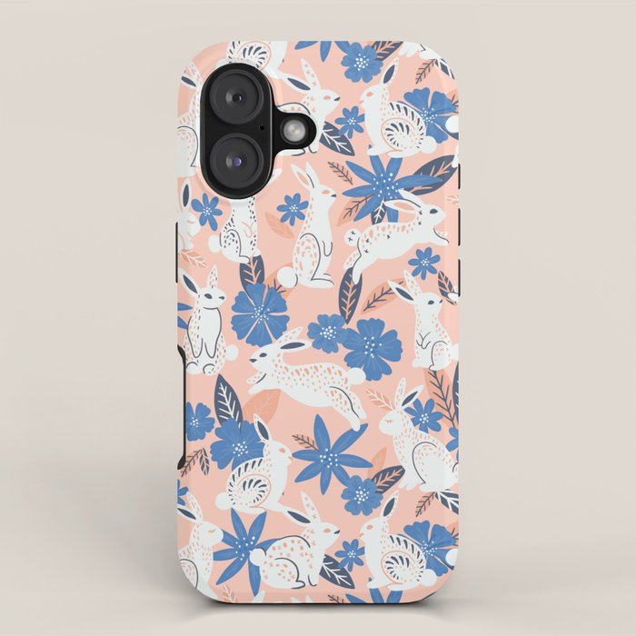 Bunnies & Blooms - Blue & Blush Palette iPhone Case Gallery Image 1