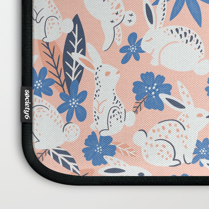 Bunnies & Blooms - Blue & Blush Palette Laptop Sleeve Gallery Image 3