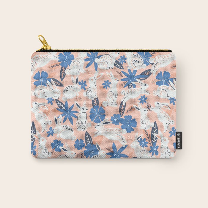 Bunnies & Blooms - Blue & Blush Palette Carry All Pouch Gallery Image 1