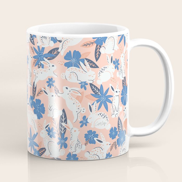Bunnies & Blooms - Blue & Blush Palette Coffee Mug Gallery Image 1