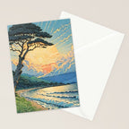 Arriving at Hneho Coast - A Contemporary Ukiyo-e Nature Landscape Stationery Card Gallery Image 2