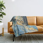 Arriving at Hneho Coast - A Contemporary Ukiyo-e Nature Landscape Throw Blanket Gallery Image 1