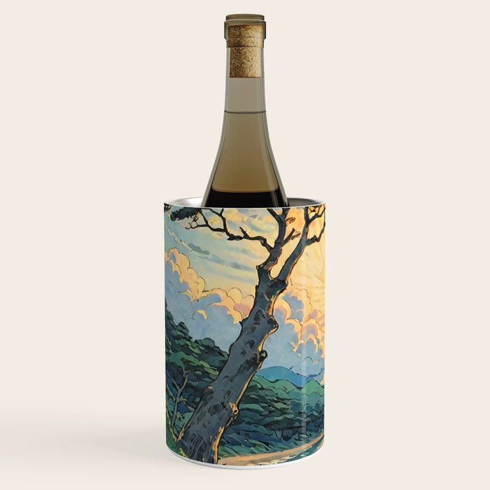 Arriving at Hneho Coast - A Contemporary Ukiyo-e Nature Landscape Wine Chiller Gallery Image 2