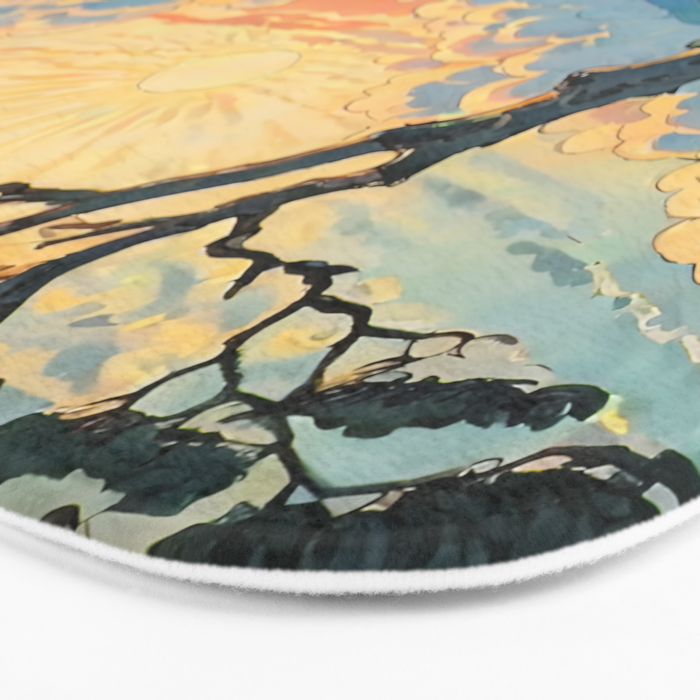 Arriving at Hneho Coast - A Contemporary Ukiyo-e Nature Landscape Bath Mat Gallery Image 3