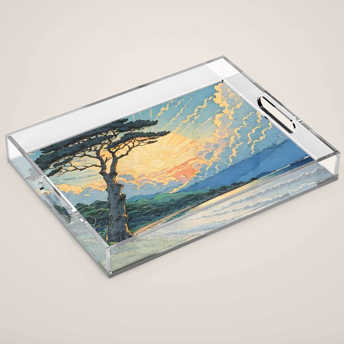 Arriving at Hneho Coast - A Contemporary Ukiyo-e Nature Landscape Acrylic Tray Gallery Image 1