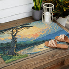 Arriving at Hneho Coast - A Contemporary Ukiyo-e Nature Landscape Outdoor Rug Gallery Image 2