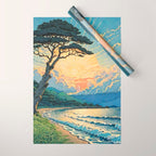 Arriving at Hneho Coast - A Contemporary Ukiyo-e Nature Landscape Wrapping Paper Gallery Image 1