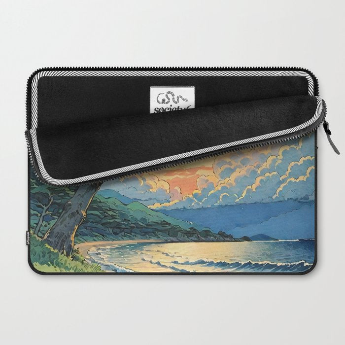 Arriving at Hneho Coast - A Contemporary Ukiyo-e Nature Landscape Laptop Sleeve Gallery Image 2