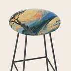 Arriving at Hneho Coast - A Contemporary Ukiyo-e Nature Landscape Stool Gallery Image 2