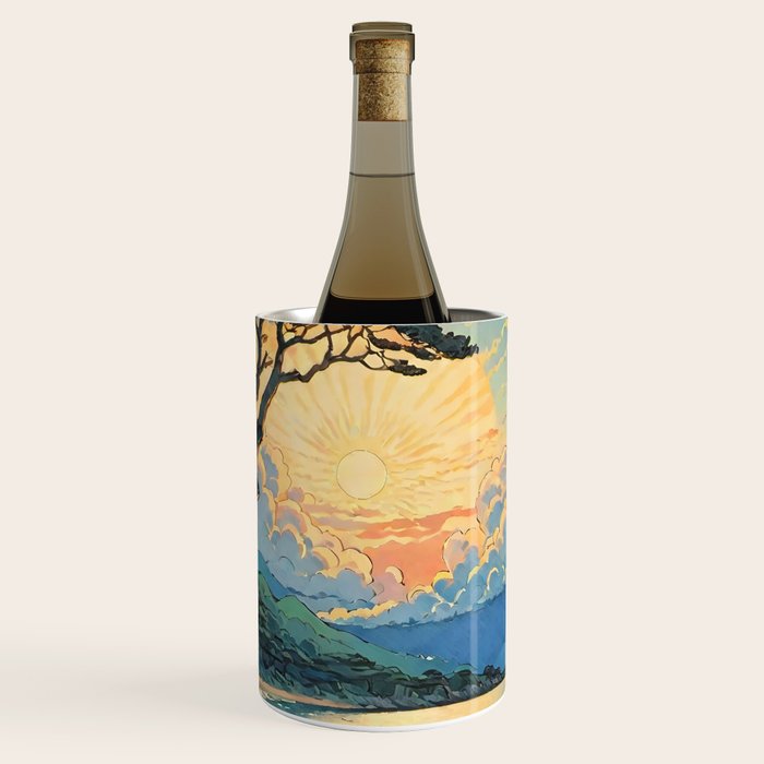 Arriving at Hneho Coast - A Contemporary Ukiyo-e Nature Landscape Wine Chiller Gallery Image 1