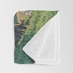 Arriving at Hneho Coast - A Contemporary Ukiyo-e Nature Landscape Throw Blanket Gallery Image 3