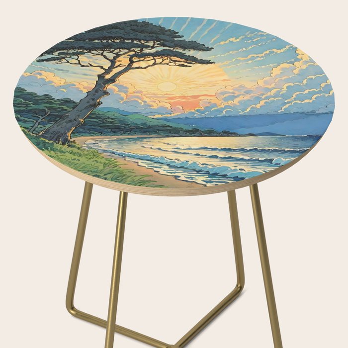 Arriving at Hneho Coast - A Contemporary Ukiyo-e Nature Landscape Side Table Gallery Image 2