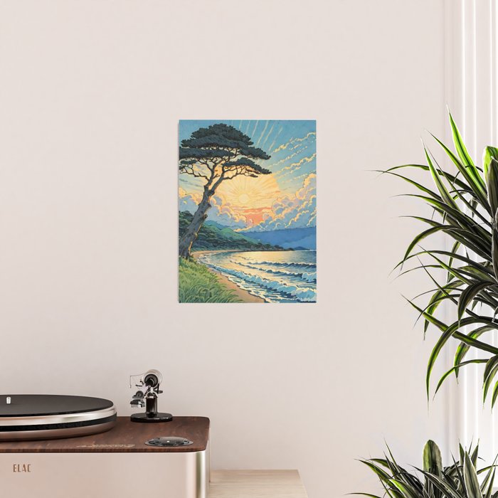Arriving at Hneho Coast - A Contemporary Ukiyo-e Nature Landscape Poster Gallery Image 2