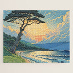 Arriving at Hneho Coast - A Contemporary Ukiyo-e Nature Landscape Jigsaw Puzzle Gallery Image 1
