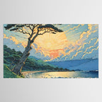 Arriving at Hneho Coast - A Contemporary Ukiyo-e Nature Landscape Tablecloth Gallery Image 2