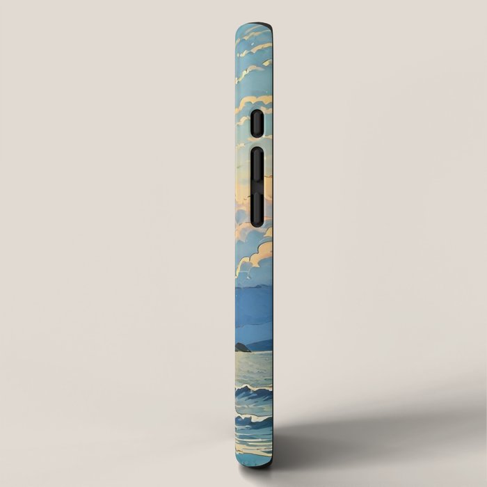 Arriving at Hneho Coast - A Contemporary Ukiyo-e Nature Landscape iPhone Case Gallery Image 2