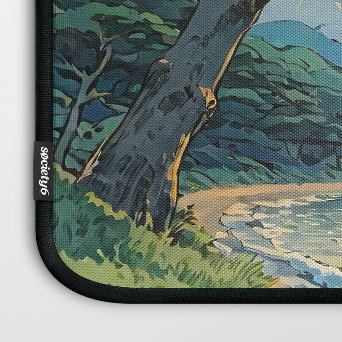 Arriving at Hneho Coast - A Contemporary Ukiyo-e Nature Landscape Laptop Sleeve Gallery Image 3