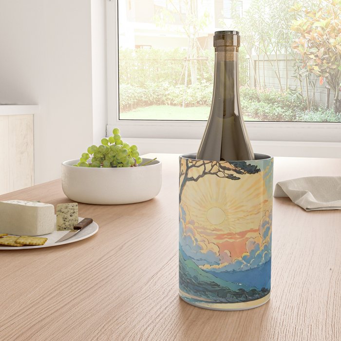 Arriving at Hneho Coast - A Contemporary Ukiyo-e Nature Landscape Wine Chiller Gallery Image 4
