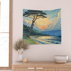 Arriving at Hneho Coast - A Contemporary Ukiyo-e Nature Landscape Wall Tapestry Gallery Image 2
