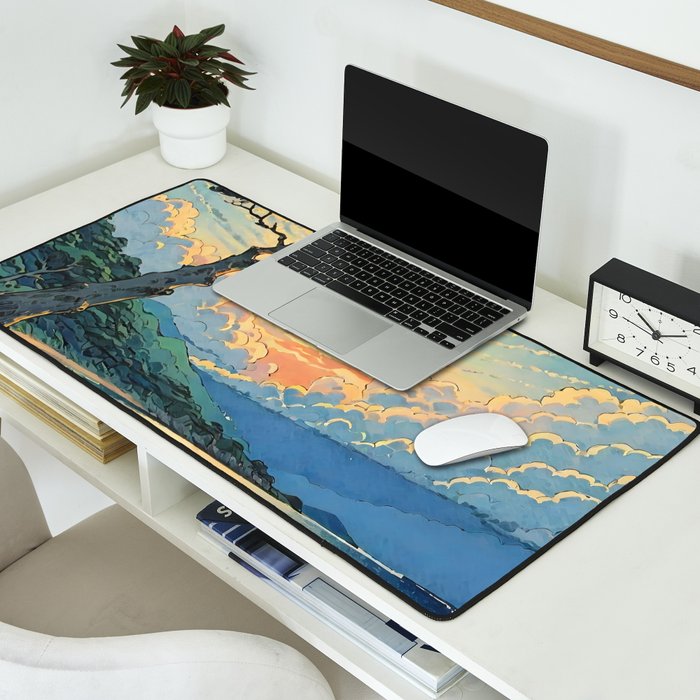 Arriving at Hneho Coast - A Contemporary Ukiyo-e Nature Landscape Desk Mat Gallery Image 2