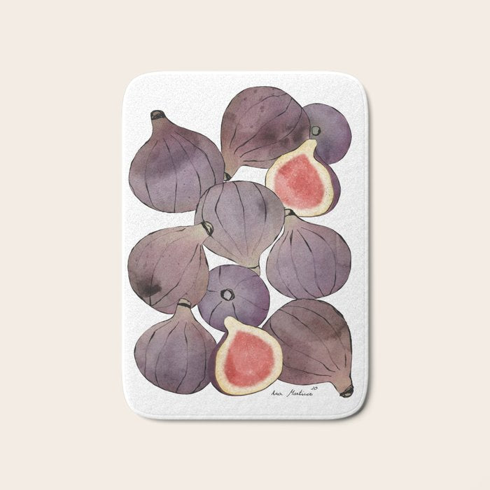 figs still life botanical watercolor Bath Mat Gallery Image 1