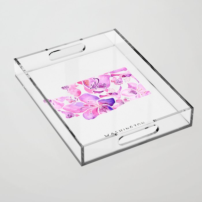 Washington State Rhododendron Acrylic Tray Gallery Image 1
