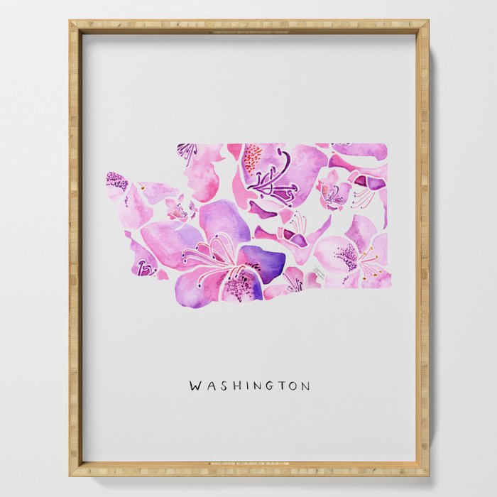 Washington State Rhododendron Serving Tray Gallery Image 1