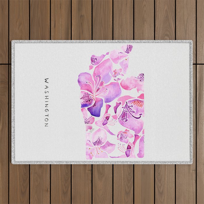 Washington State Rhododendron Outdoor Rug Gallery Image 1
