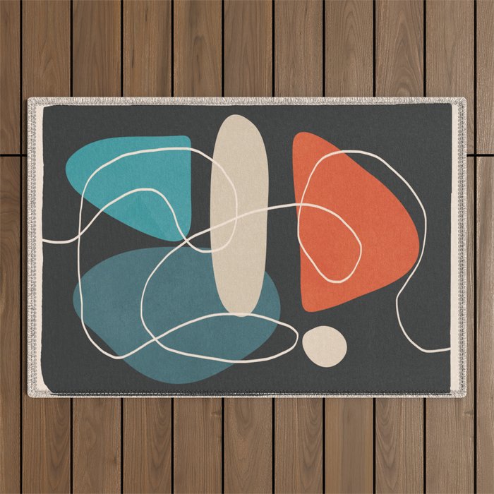 Minimal Colorful Abstract Shapes 4 Outdoor Rug Gallery Image 1