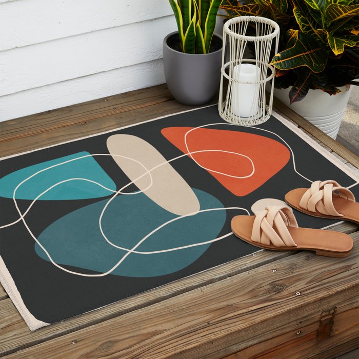 Minimal Colorful Abstract Shapes 4 Outdoor Rug Gallery Image 2
