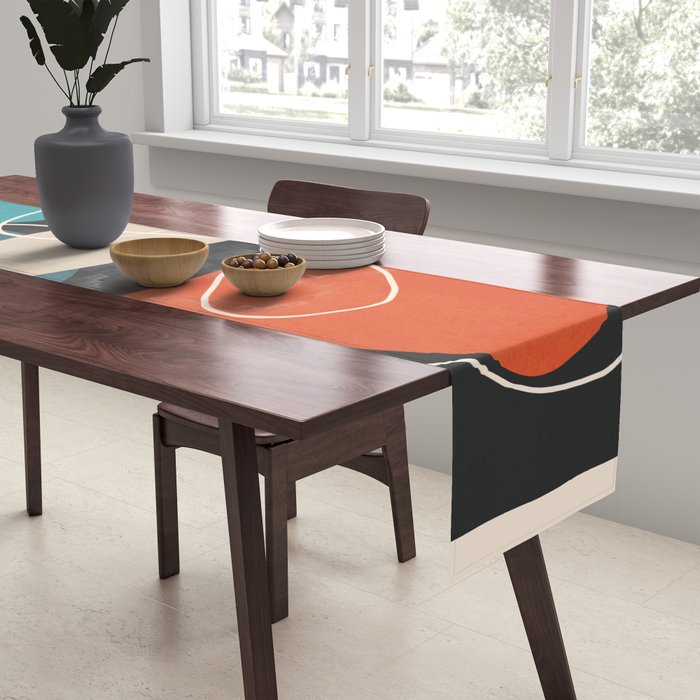 Minimal Colorful Abstract Shapes 4 Table Runner Gallery Image 2