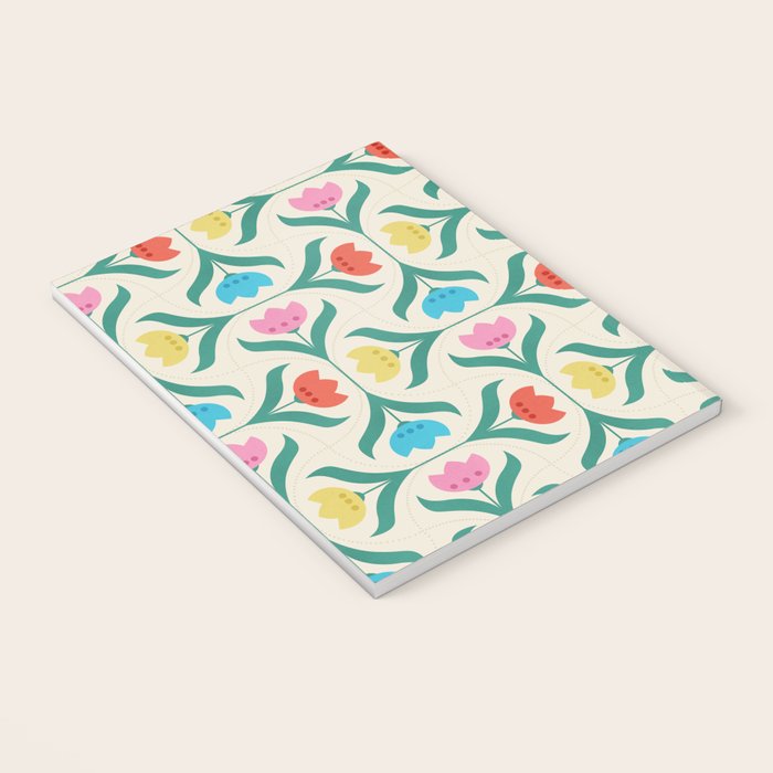 Vintage Tulips Patchwork Pattern Notebook Gallery Image 3