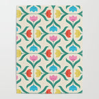 Vintage Tulips Patchwork Pattern Poster Gallery Image 4