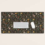 Spring Garden Flower Collection - Charcoal Black Desk Mat Gallery Image 1
